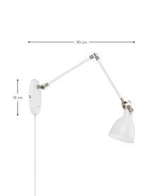 Verstelbare wandlamp House met stekker, Lampenkap: gecoat metaal, Wit, D 84 x H 18 cm