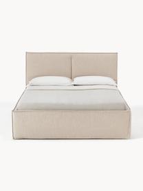 Cama tapizada Dream, con espacio de almacenamiento, Tapizado: poliéster (texturizado) A, Estructura: madera de pino maciza con, Tejido beige, An 200 x L 200 cm