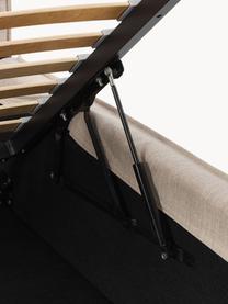 Cama tapizada Dream, con espacio de almacenamiento, Tapizado: poliéster (texturizado) A, Estructura: madera de pino maciza con, Tejido beige, An 200 x L 200 cm