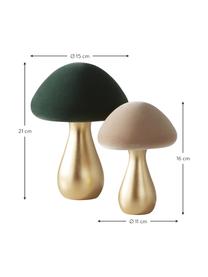 Champignon décoratif Kalle, 2 élém., Polyrésine avec toucher velouté, Vert foncé, couleur dorée, beige, Lot de différentes tailles