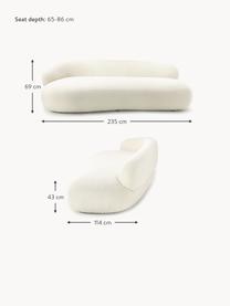 Canapé 3 places en tissu peluche Alba, Peluche blanc cassé, larg. 235 x prof. 114 cm, dossier à gauche