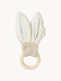 Oggetto da mordere Bunny, Rivestimento: 94% cotone organico certi, Bianco crema, beige, legno d'acero, Ø 7 x Alt. 22 cm