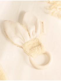 Beißring Bunny, Bezug: 94 % Bio-Baumwolle, GOTS-, Cremeweiß, Beige, Ahornholz, Ø 7 x H 22 cm