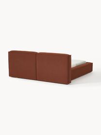 Letto imbottito in bouclé Lennon, Rivestimento: bouclé (80% poliestere, 2, Rivestimento: schiuma, certificata Cert, Struttura: legno di pino massiccio, , Piedini: legno, plastica Questo pr, Bouclé terracotta, Larg. 208 x Lung. 243 cm (superfice 140 x 200 cm)