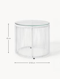 Table d'appoint avec plateau en verre Bahia, Blanc, Ø 50 x haut. 45 cm