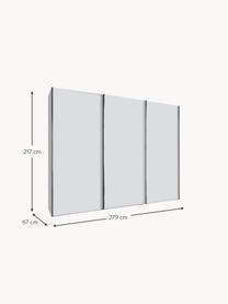 Schwebetürenschrank Monaco, 3-türig, Korpus: Holzwerkstoff, foliert, Leisten: Metall, beschichtet, Weiß, B 279 x H 217 cm