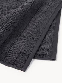 Lot de serviettes de bain avec bordure décorative Luxe, set de tailles variées, Anthracite, 3 éléments (1 serviette invité, 1 serviette de toilette et 1 drap de bain)