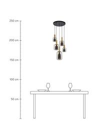 Cluster-Pendelleuchte Joanet, Lampenschirm: Glas, Baldachin: Metall, beschichtet, Chromfarben, Goldfarben, Ø 66 x H 150 cm