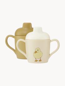 Schnabeltassen Sippy, 2er-Set, Silikon, Kunststoff, Hellbeige, Ocker, Ø 5 x H 8 cm