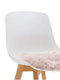 Galette de chaise ronde fausse fourrure lisse Mathilde, Rose, Ø 37 cm