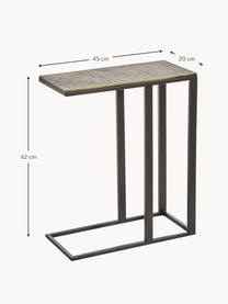 Tavolino industrial in metallo Edge, Piano d'appoggio: alluminio rivestito, Struttura: metallo verniciato a polv, Ottone, cremoso antico, nero, opaco, Larg. 43 x Alt. 52 cm