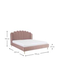 Samt-Polsterbett Glamour, Korpus: Massives Kiefernholz, Bezug: Samt (Polyester) 100.000 , Samt Altrosa, B 160 x L 200 cm