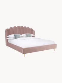 Zamatová čalúnená posteľ Glamour, Zamatová bledoružová, 160 x 200 cm