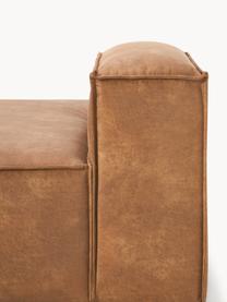 Méridienne modulable en cuir recyclé Lennon, Cuir brun, larg. 150 x prof. 119 cm, dossier à gauche