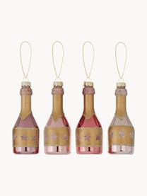 Kerstboomhangersset Champagne H 10 cm, 4 stuks, Rozetinten, goudkleurig, Ø 4 x H 10 cm