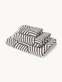 Lot de serviettes de bain Fatu, tailles variées, Blanc, anthracite, 4 éléments (2 serviettes de toilette et 2 draps de bain)