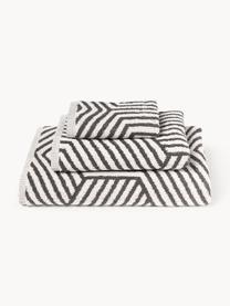 Lot de serviettes de bain Fatu, tailles variées, Blanc, anthracite, 4 éléments (2 serviettes de toilette et 2 draps de bain)