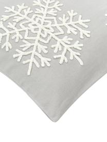 Vyšívaný povlak na polštář Snowflake, 100 % bavlna, Šedá, Š 45 cm, D 45 cm