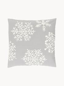 Vyšívaný povlak na polštář Snowflake, 100 % bavlna, Šedá, Š 45 cm, D 45 cm