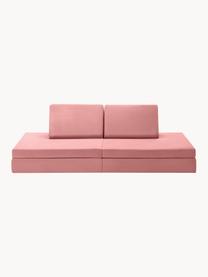 Ręcznie wykonana dziecięca sofa modułowa z aksamitu Mila, Tapicerka: aksamit (100% poliester), Brudnoróżowy aksamit, S 168 x G 84 cm