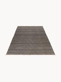 Tapis d'intérieur/d'extérieur tissé à la main avec franges et effet de haut en bas Dakar, 100 % polyéthylène, Anthracite, larg. 80 x long. 150 cm (taille XS)