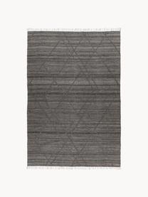 Tapis d'intérieur/d'extérieur tissé à la main avec franges et effet de haut en bas Dakar, 100 % polyéthylène, Anthracite, larg. 80 x long. 150 cm (taille XS)