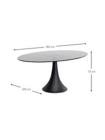 Table de salle à manger ovale Grande Possibilita, Noir, translucide, larg. 180 x prof. 120 cm