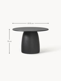 Okrúhly jedálenský stôl s drážkovanou štruktúrou Nelly, rôzne veľkosti, Jaseňová dyha, s MDF-doskou strednej hustoty, s FSC certifikátom, Čierna, Ø 115 cm