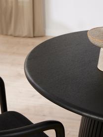 Table ronde avec pied strié Nelly, tailles variées, Placage en frêne, avec MDF, certifié FSC, Noir, Ø 115 cm