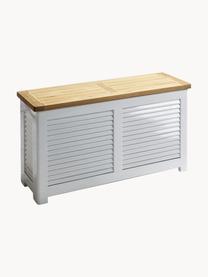 Coffre de rangement en bois Classic, Blanc, teck, larg. 90 x haut. 48 cm