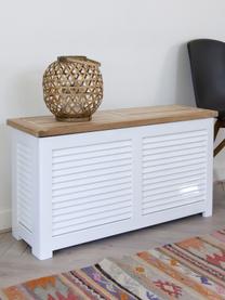 Coffre de rangement en bois Classic, Blanc, teck, larg. 90 x haut. 48 cm