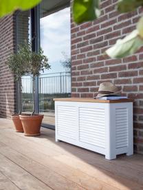 Coffre de rangement en bois Classic, Blanc, teck, larg. 90 x haut. 48 cm