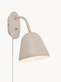 Verstelbare wandlamp Mala met stekker, Lampenkap: gecoat metaal, Lampvoet: gecoat metaal, Decoratie: metaal, Beige, D 21 x H 26 cm