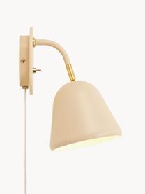 Verstelbare wandlamp Mala met stekker, Lampenkap: gecoat metaal, Lampvoet: gecoat metaal, Decoratie: metaal, Beige, D 21 x H 26 cm