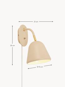 Verstelbare wandlamp Mala met stekker, Lampenkap: gecoat metaal, Lampvoet: gecoat metaal, Decoratie: metaal, Beige, D 21 x H 26 cm