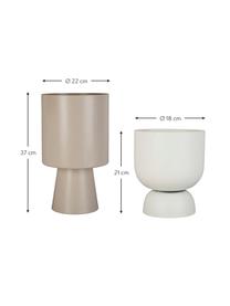 Ensemble de cache-pots en métal Courba, 2 élém., Métal, enduit, Blanc, taupe, Lot de différentes tailles