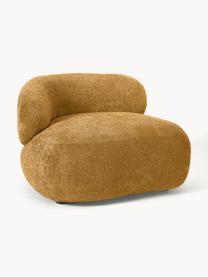 Loungefauteuil Alba uit teddy-bouclé, Bekleding: 100% polyester Met 100.00, Frame: massief sparrenhout, gren, Poten: kunststof Dit product is , Teddy-bouclé oker, B 102 x D 89 cm, rugleuning links