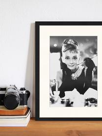 Ingelijste digitale print Audrey, Lijst: gelakt hout, Zwart, wit, B 33 x H 43 cm