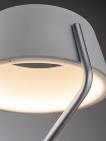 Dimbare LED vloerlamp Belaja van metaal, Lampenkap: gecoat metaal, Lampvoet: geborsteld metaal, Wit, zilverkleurig, Ø 43 x H 148 cm