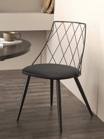 Chaise en cuir synthétique Addie, 2 pièces, Cuir synthétique noir, pieds chêne, larg. 49 x prof. 49 cm