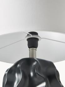 Grande lampe à poser pied en céramique Parker, Blanc, noir, Ø 36 x haut. 63 cm