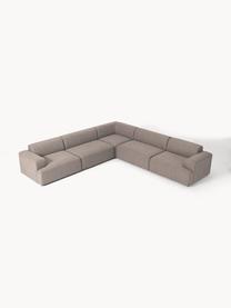 Sofa narożna XL Melva, Tapicerka: 100% poliester Dzięki tka, Stelaż: lite drewno sosnowe i świ, Nogi: tworzywo sztuczne Ten pro, Taupe tkanina, S 339 x G 339 cm