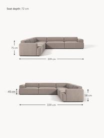 Canapé d'angle XL Melva, Tissu taupe, larg. 339 x prof. 339 cm