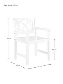 Chaise de jardin en bois Rosenborg, Bois d'acajou, laqué, Blanc, larg. 59 x haut. 89 cm