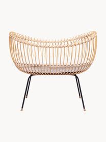 Handgefertigtes Stubenbett Lola aus Rattan, Korb: Rattan, Baumwollschnur, Gestell: Metall, Mangoholz, Matratze: Kokosfasern latexiert, Sc, Beige, Off White, B 51 x L 84 cm