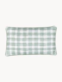 Housse de coussin 30x50 rectangulaire réversible Check par Candice Gray, 100 % coton, certifié GOTS, Vert menthe, blanc, larg. 30 x long. 50 cm