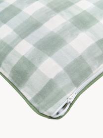 Funda de cojín doble cara Check, diseño Candice Gray, 100% algodón, certificado GOTS, Verde menta, blanco, An 30 x L 50 cm