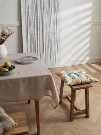 Baumwoll-Sitzkissen Bumble mit Zitronen-Print, Bezug: 100% Baumwolle, Weiß, Blau, Gelb, B 40 x L 40 cm