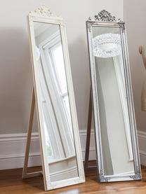 Standspiegel Lambeth mit Holzrahmen, Rahmen: Paulowniaholz, Polyresin,, Spiegelfläche: Spiegelglas, Weiß, 46 x 179 cm