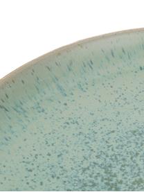 Ručně malovaný mělký talíř s reaktivní glazurou Areia, Mátová, tlumeně bílá, béžová